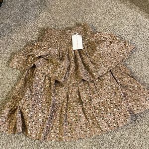 Girls Skirt Floral Beige Size 13-14 New Tags